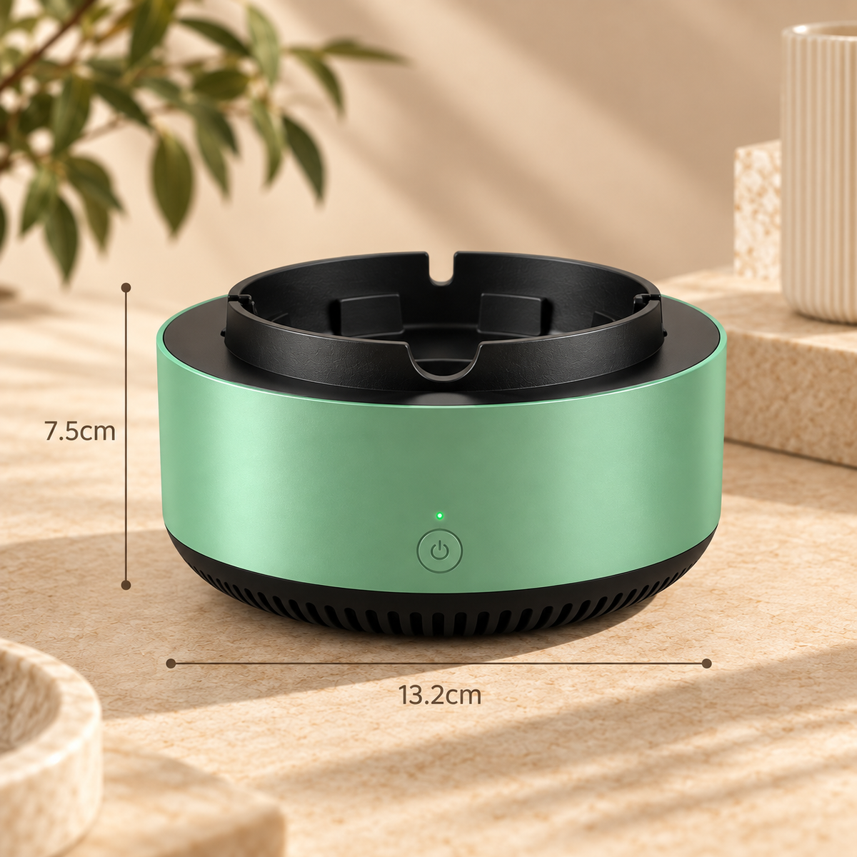 Cenicero con purificador de aire y absorción de humo