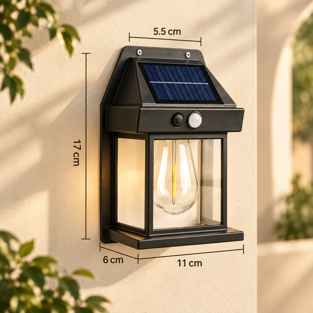 Lámpara solar de pared con sensor de movimiento