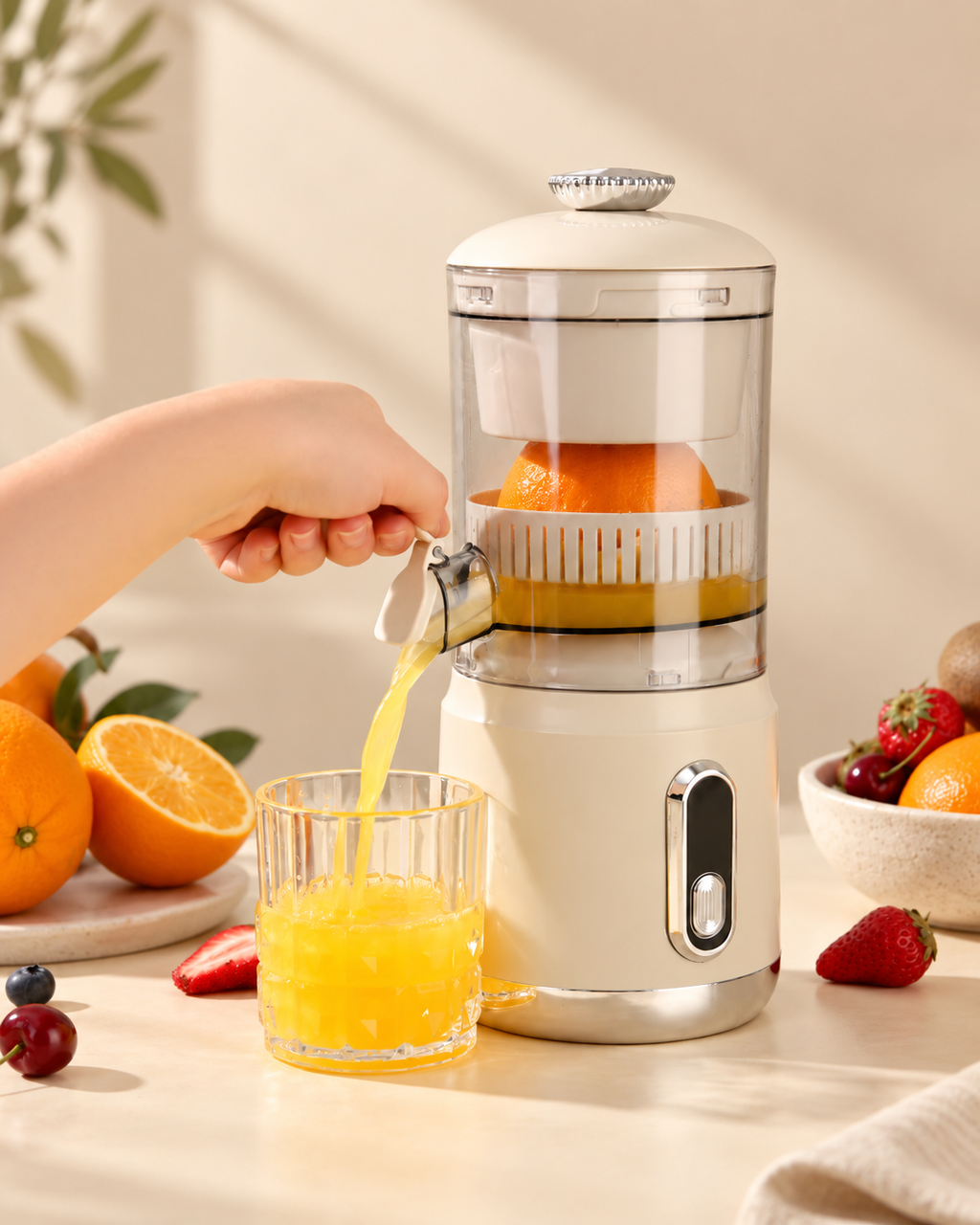 Portable electric juicer with pulp separation